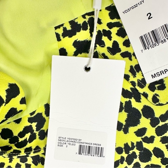 NWT LIKELY Constance Neon Yellow Leopard Print Bodycon Dress - Picture 8 of 12